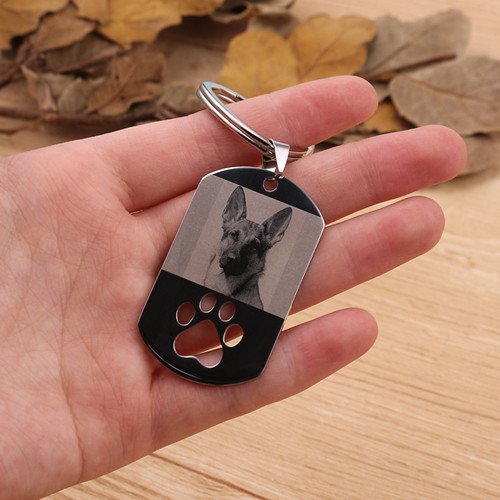 personalized photo engraved keychain replica custom picture engraved keyring pendant tag